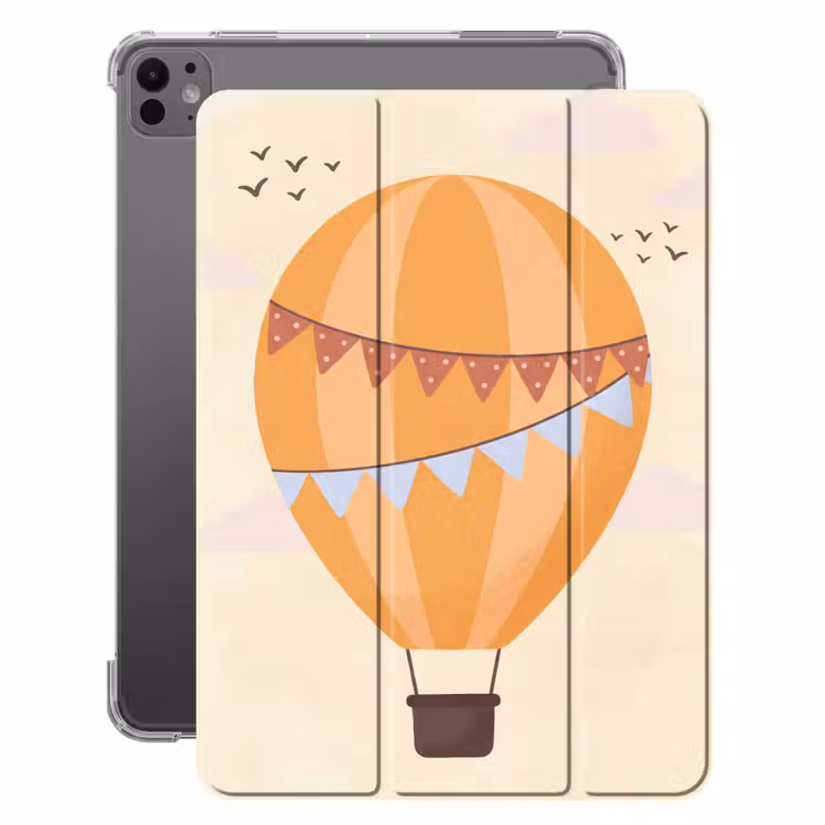Heißluftballon – Girlanden – Abenteuer – Illustration – Orange — 1