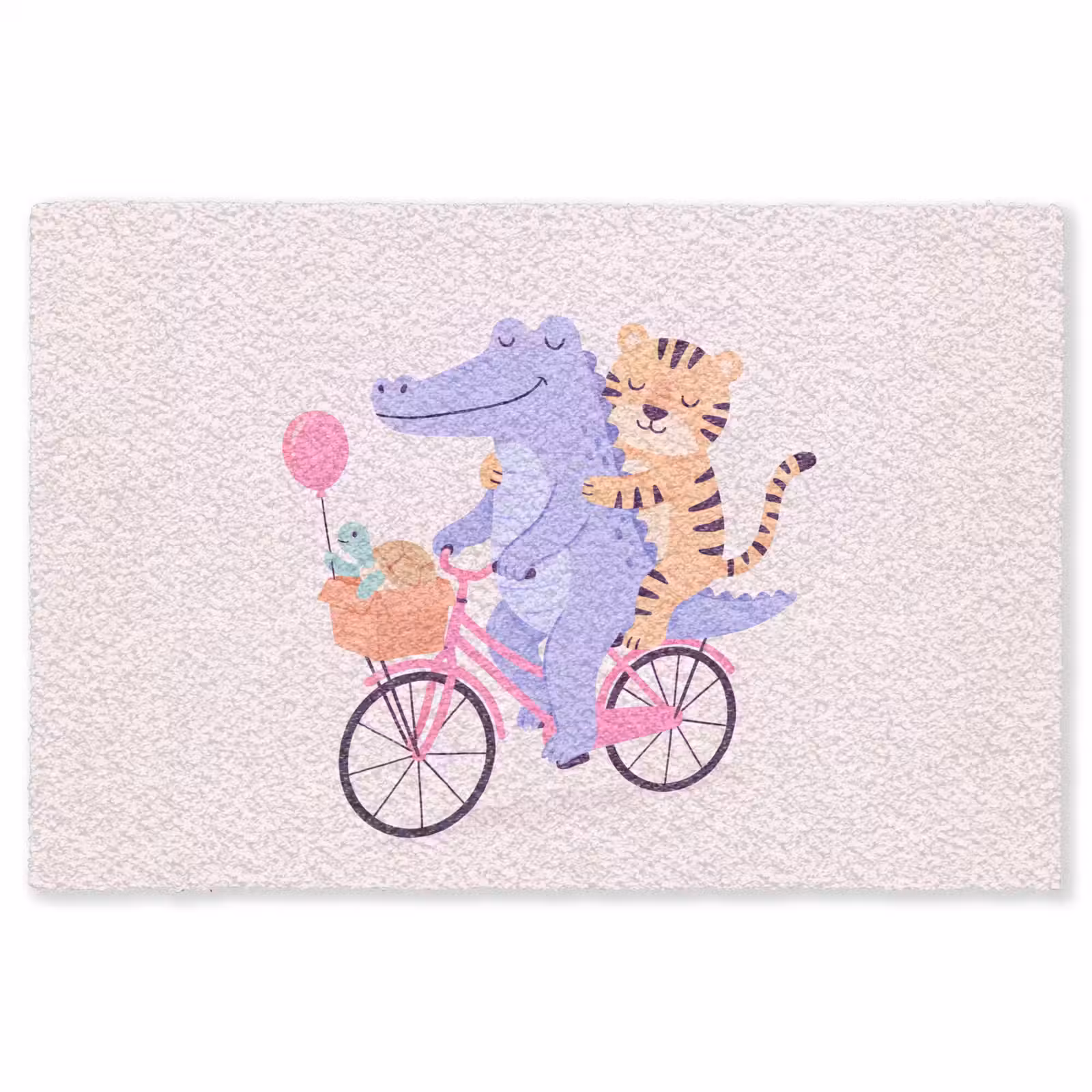 Teppich - Tiere – Fahrrad – Freundschaft – Illustration – Rosa — 1
