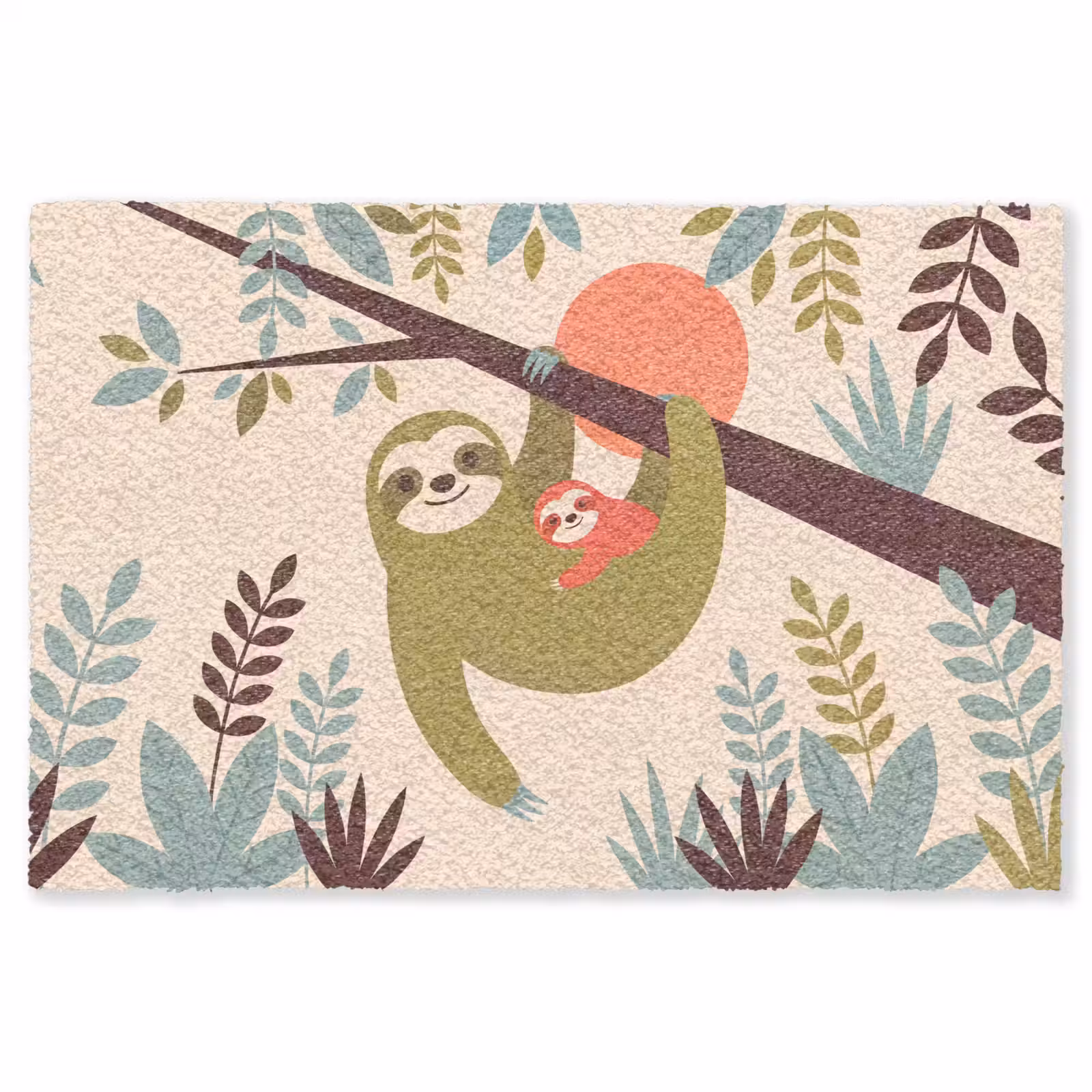Teppich - Tiere – Mutter – Baby – Natur – Grün — 1
