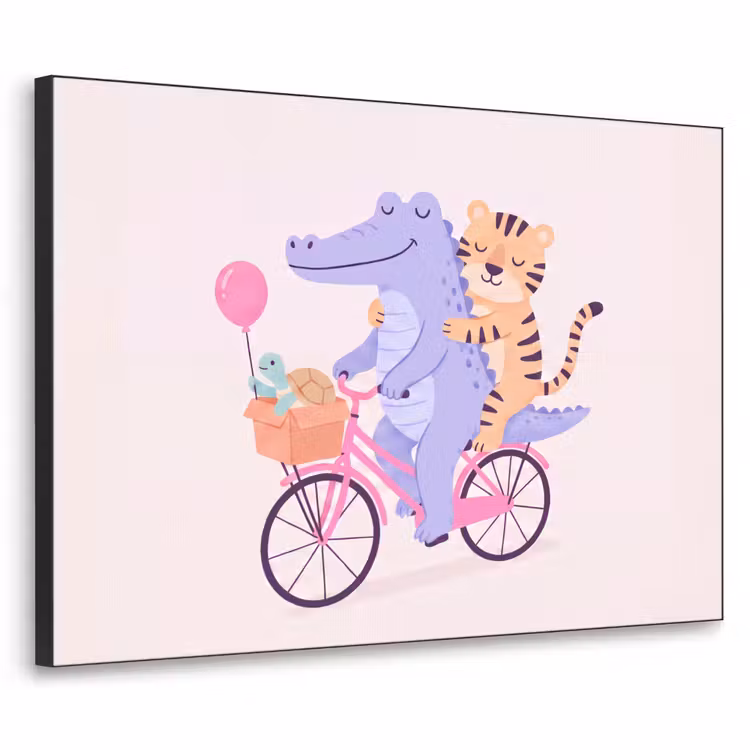 Art Frame - Tiere – Fahrrad – Freundschaft – Illustration – Rosa — 1