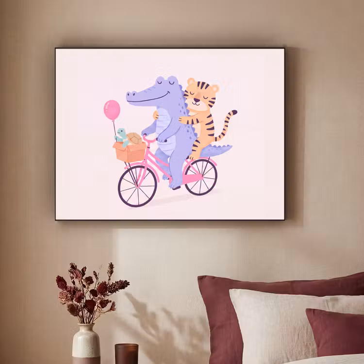 Art Frame - Tiere – Fahrrad – Freundschaft – Illustration – Rosa — 2
