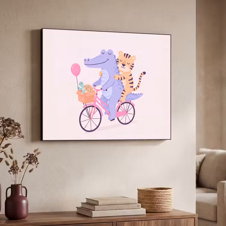 Art Frame - Tiere – Fahrrad – Freundschaft – Illustration – Rosa — 3