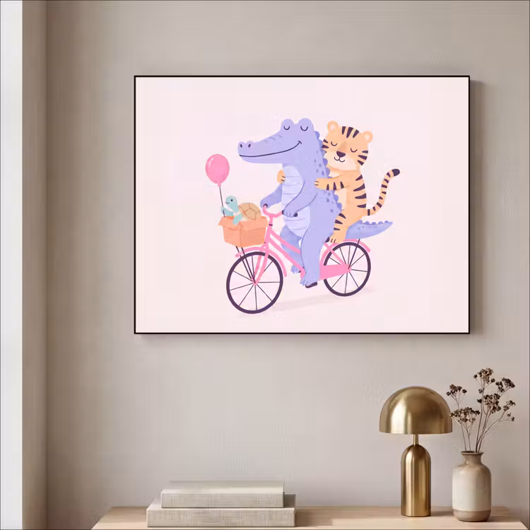 Art Frame - Tiere – Fahrrad – Freundschaft – Illustration – Rosa — 4