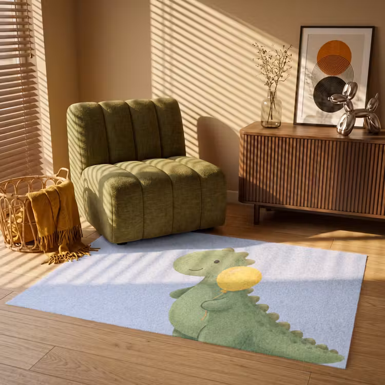 Teppich - Dinosaurier – Luftballon – Kinderzimmer – Illustration – Grün — 2