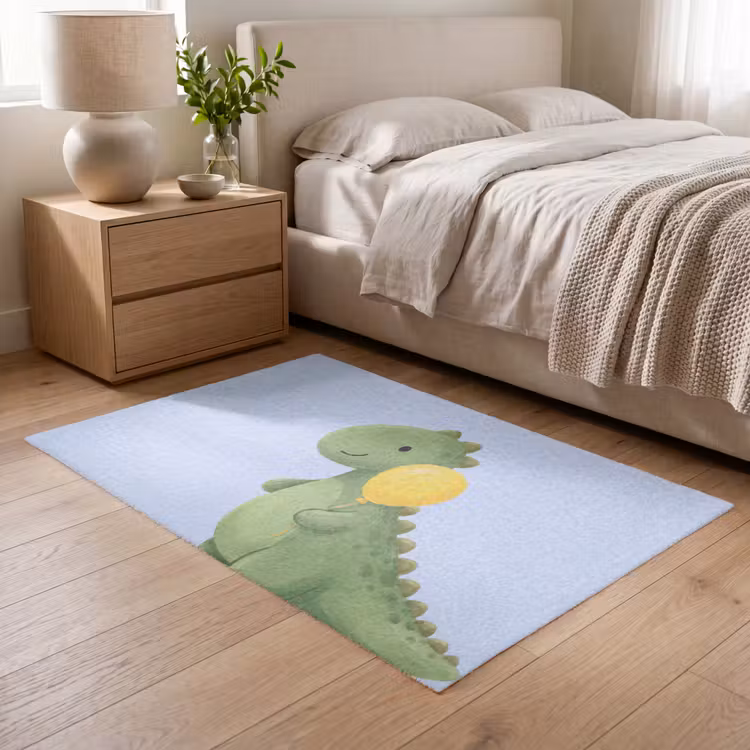 Teppich - Dinosaurier – Luftballon – Kinderzimmer – Illustration – Grün — 5