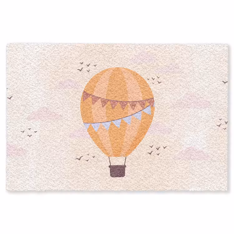 Teppich - Heißluftballon – Girlanden – Abenteuer – Illustration – Orange — 1