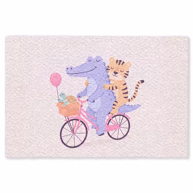 Teppich - Tiere – Fahrrad – Freundschaft – Illustration – Rosa — 1