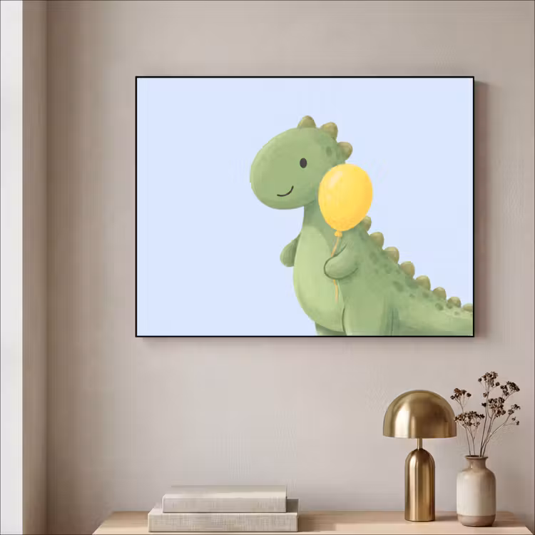 Art Frame - Dinosaurier – Luftballon – Kinderzimmer – Illustration – Grün — 4