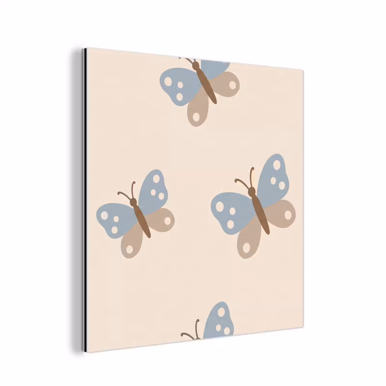 Alu-Dibond-Bild - Insekt – Schmetterlingsmuster – Abstrakt – Blau – Beige — 1