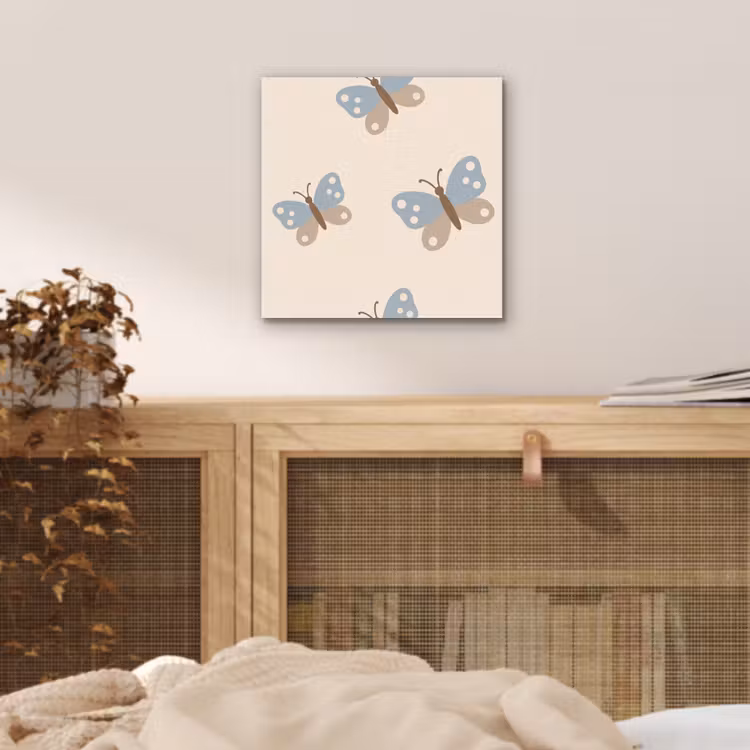 Alu-Dibond-Bild - Insekt – Schmetterlingsmuster – Abstrakt – Blau – Beige — 4