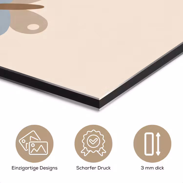 Alu-Dibond-Bild - Insekt – Schmetterlingsmuster – Abstrakt – Blau – Beige — 7