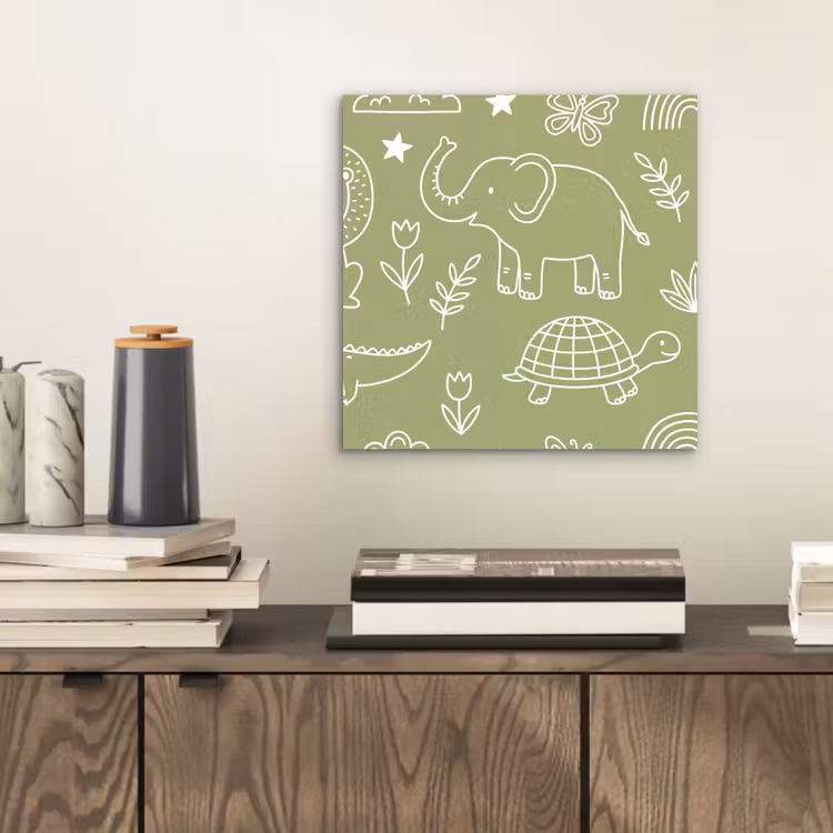 Alu-Dibond-Bild - Tiere – Muster – Illustration – Natur – Grün — 2