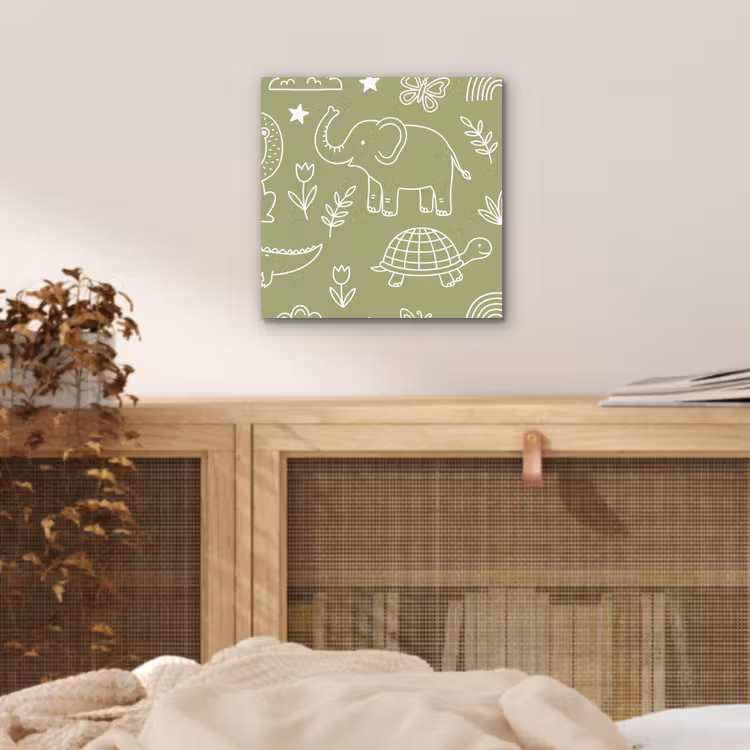 Alu-Dibond-Bild - Tiere – Muster – Illustration – Natur – Grün — 4