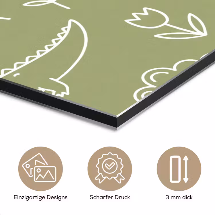 Alu-Dibond-Bild - Tiere – Muster – Illustration – Natur – Grün — 7