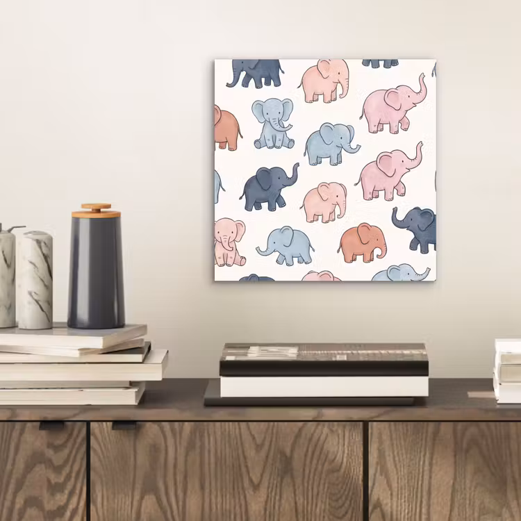 Alu-Dibond-Bild - Tiere – Muster – Kinderzimmer – Pastell – Verspielt — 2