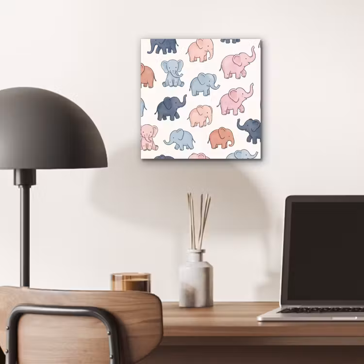 Alu-Dibond-Bild - Tiere – Muster – Kinderzimmer – Pastell – Verspielt — 6