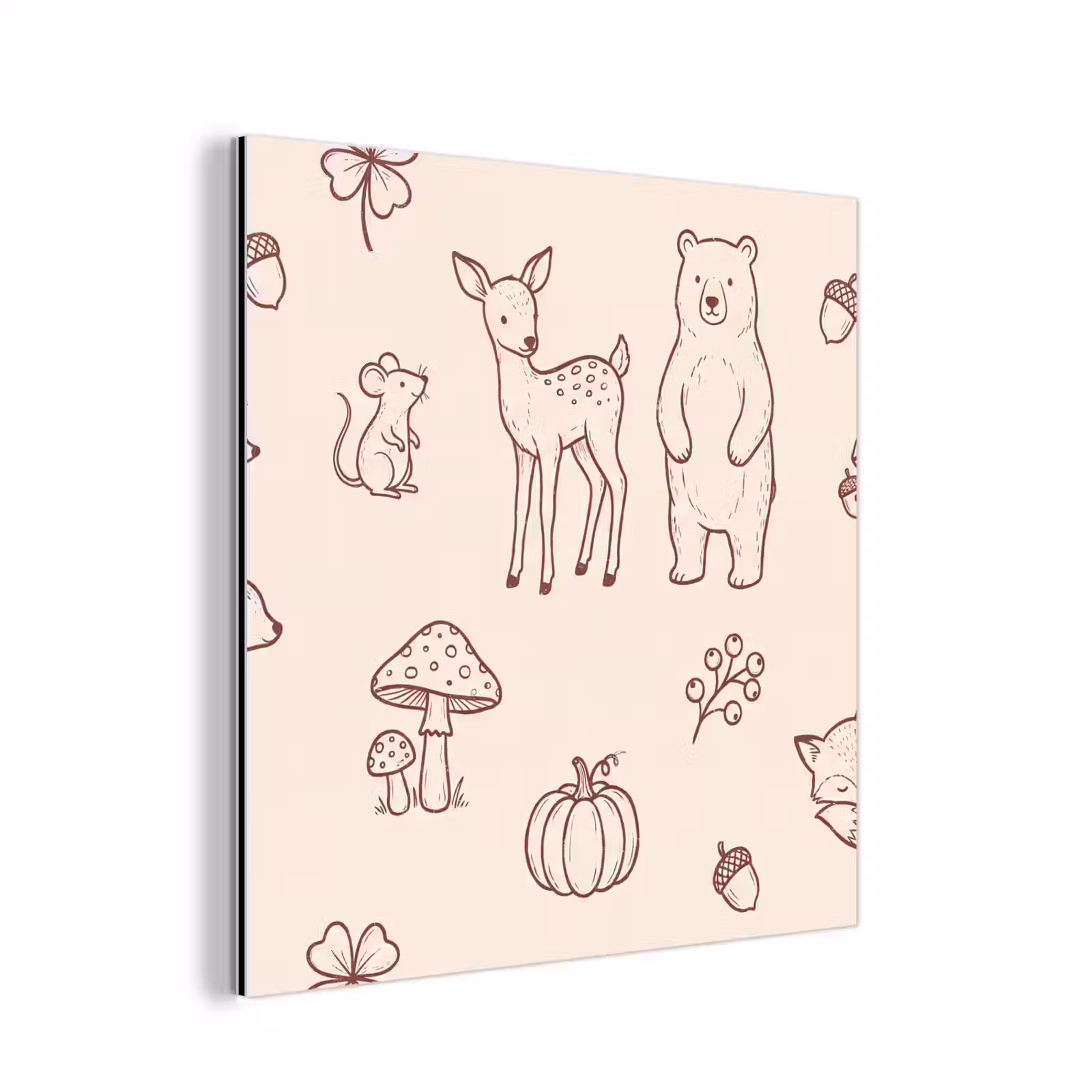 Alu-Dibond-Bild - Tiere – Wald – Natur – Skizze – Muster — 1