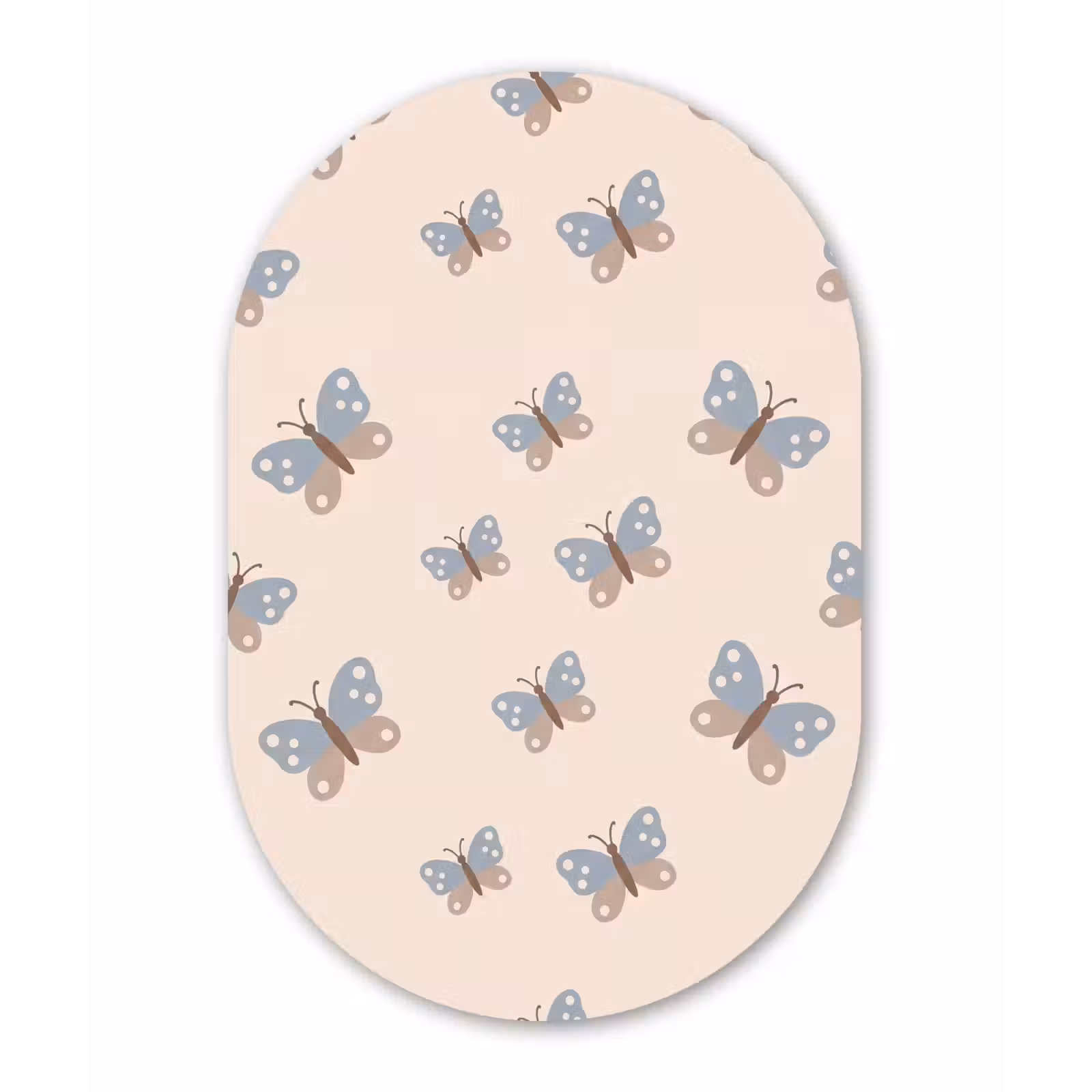 Alu-Dibond-Bild Oval - Insekt – Schmetterlingsmuster – Abstrakt – Blau – Beige — 1