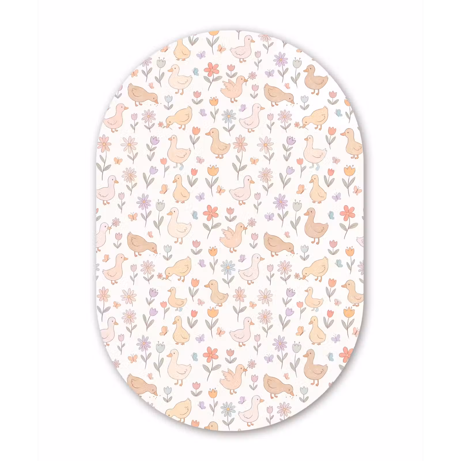 Alu-Dibond-Bild Oval - Vogel – Blumen – Muster – Pastell – Tiere — 1