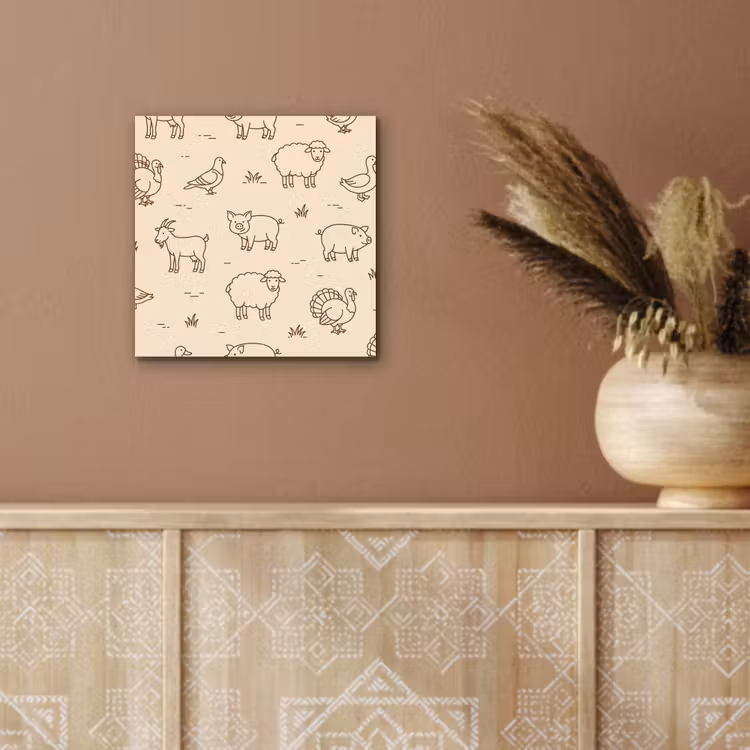 Alu-Dibond-Bild - Tiere – Muster – Bauernhof – Minimalistisch – Beige — 5