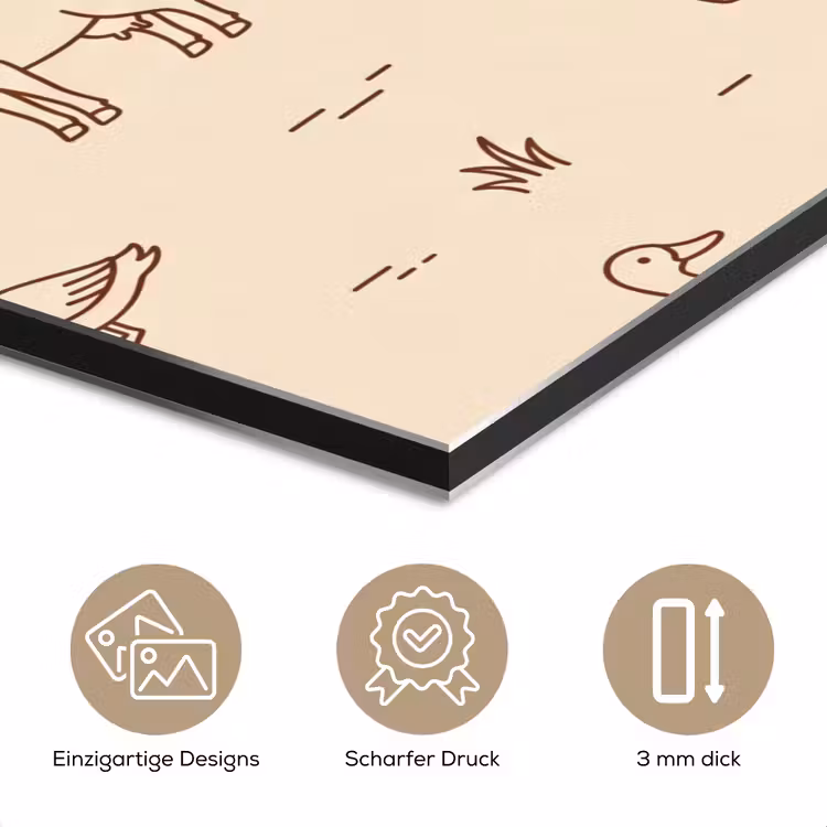 Alu-Dibond-Bild - Tiere – Muster – Bauernhof – Minimalistisch – Beige — 7