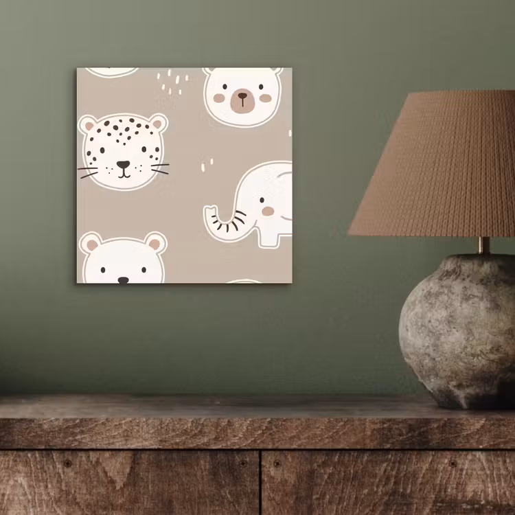 Alu-Dibond-Bild - Tiere – Muster – Illustration – Modern – Beige — 3