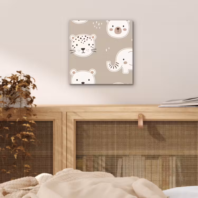 Alu-Dibond-Bild - Tiere – Muster – Illustration – Modern – Beige — 4