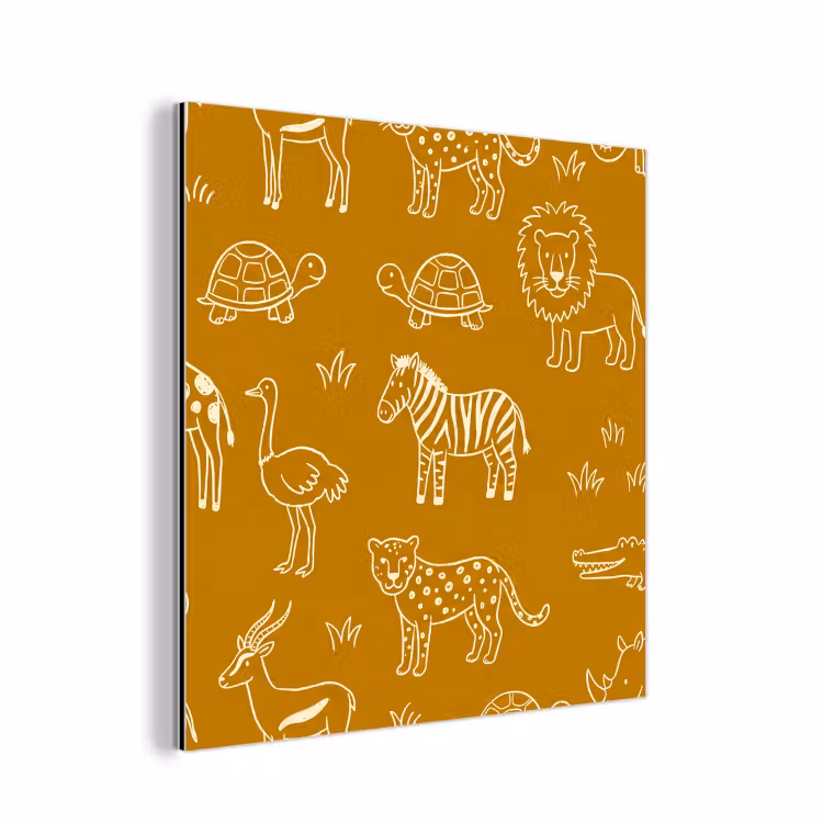 Alu-Dibond-Bild - Tiere – Safari – Muster – Kindlich – Ocker — 1