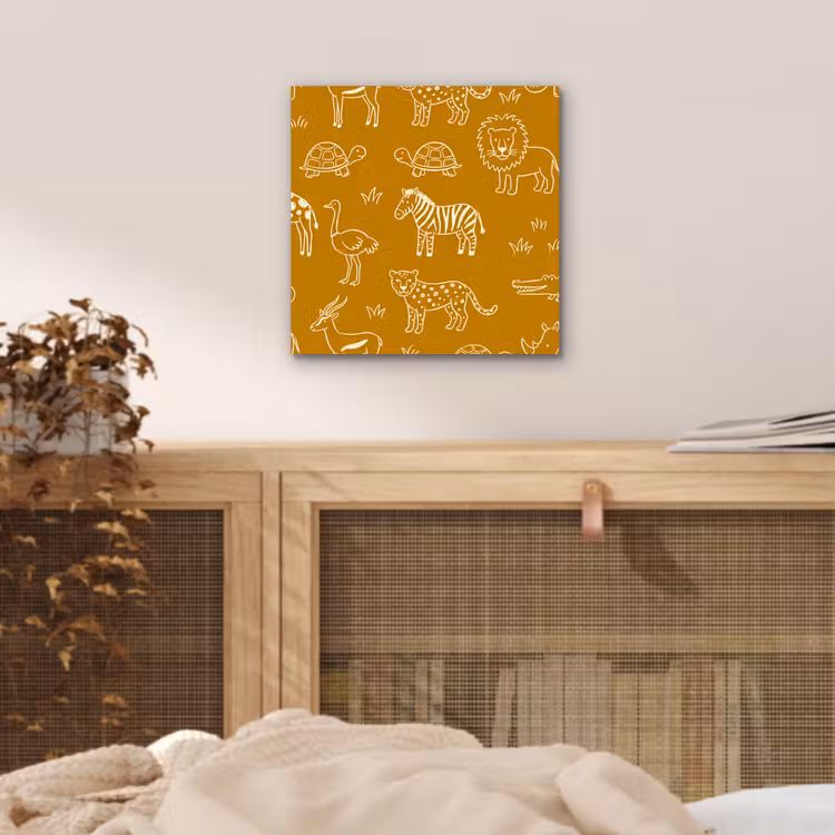 Alu-Dibond-Bild - Tiere – Safari – Muster – Kindlich – Ocker — 4