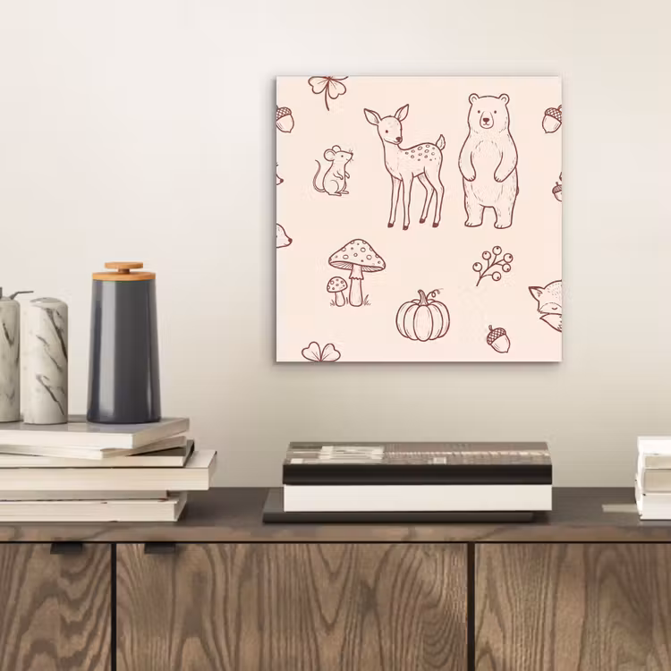 Alu-Dibond-Bild - Tiere – Wald – Natur – Skizze – Muster — 2