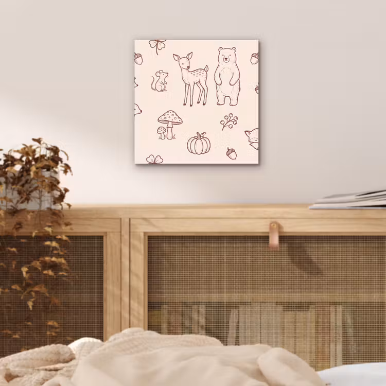 Alu-Dibond-Bild - Tiere – Wald – Natur – Skizze – Muster — 4