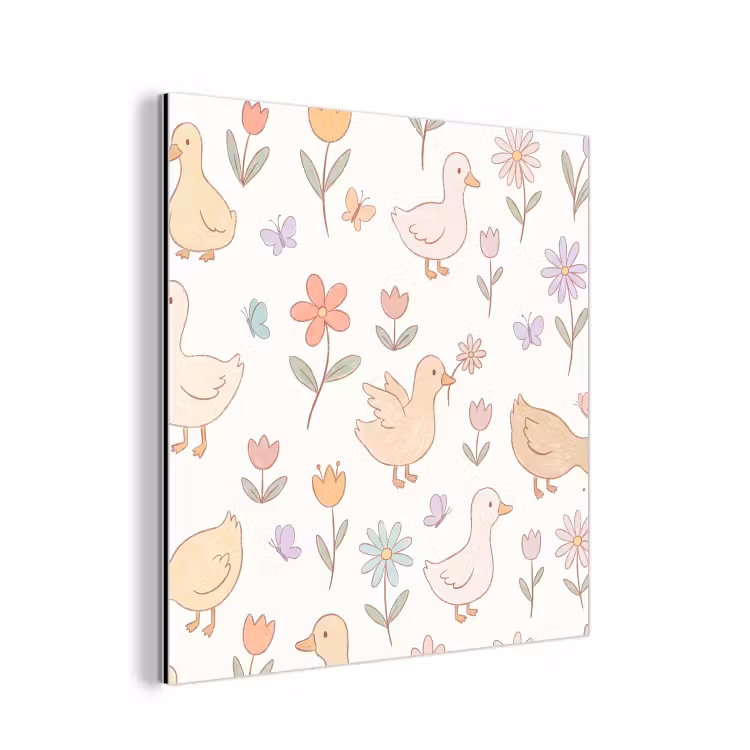 Alu-Dibond-Bild - Vogel – Blumen – Muster – Pastell – Tiere — 1