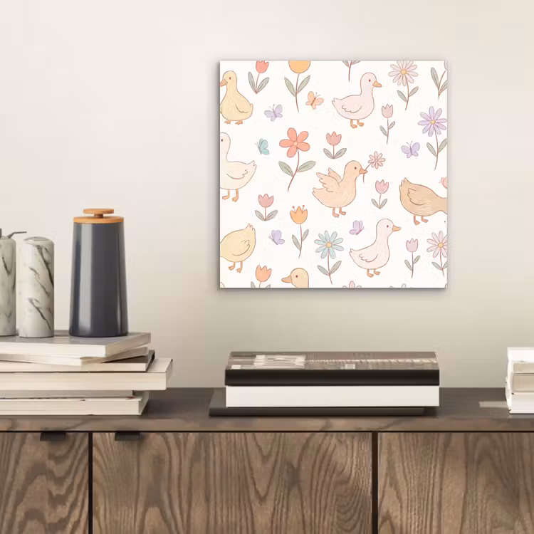 Alu-Dibond-Bild - Vogel – Blumen – Muster – Pastell – Tiere — 2