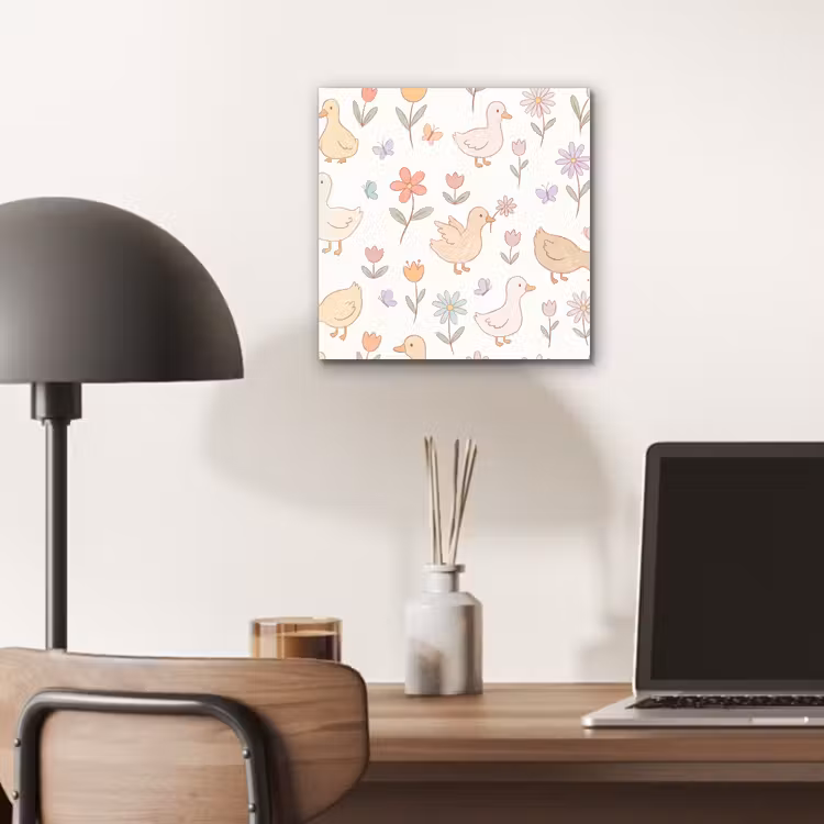 Alu-Dibond-Bild - Vogel – Blumen – Muster – Pastell – Tiere — 6