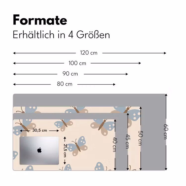 Schreibtischunterlage - Insekt – Schmetterlingsmuster – Abstrakt – Blau – Beige — 5