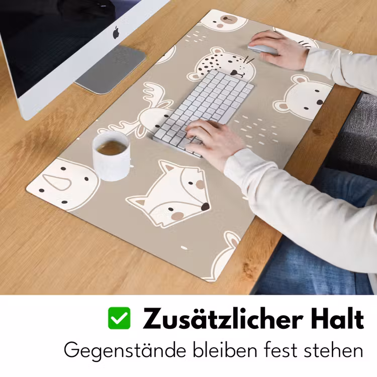 Schreibtischunterlage - Tiere – Muster – Illustration – Modern – Beige — 3
