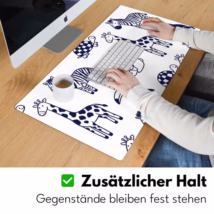 Schreibtischunterlage - Tiere – Muster – Kinderzimmer – Grafisch – Weiß-Blau — 3