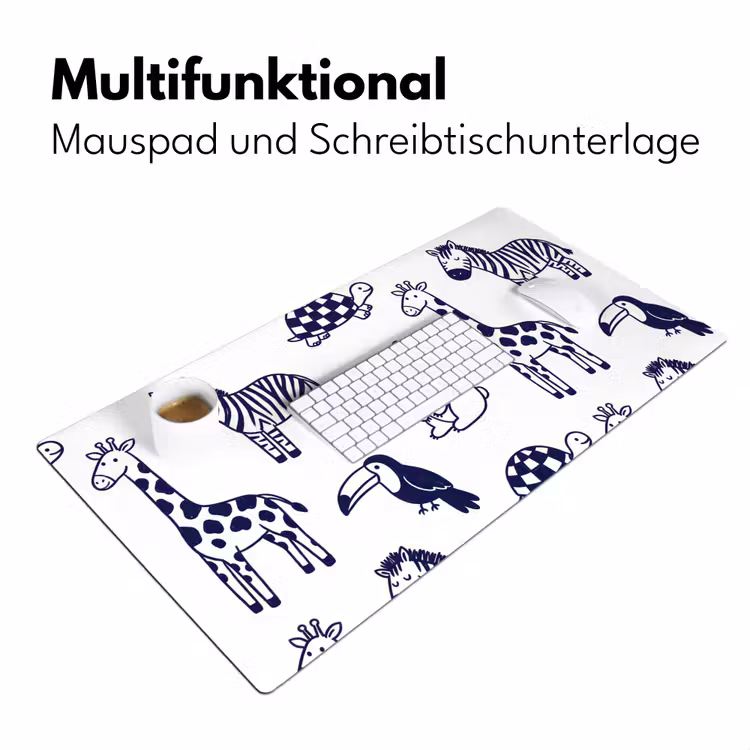 Schreibtischunterlage - Tiere – Muster – Kinderzimmer – Grafisch – Weiß-Blau — 4