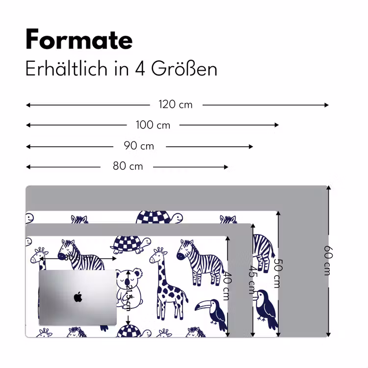 Schreibtischunterlage - Tiere – Muster – Kinderzimmer – Grafisch – Weiß-Blau — 5