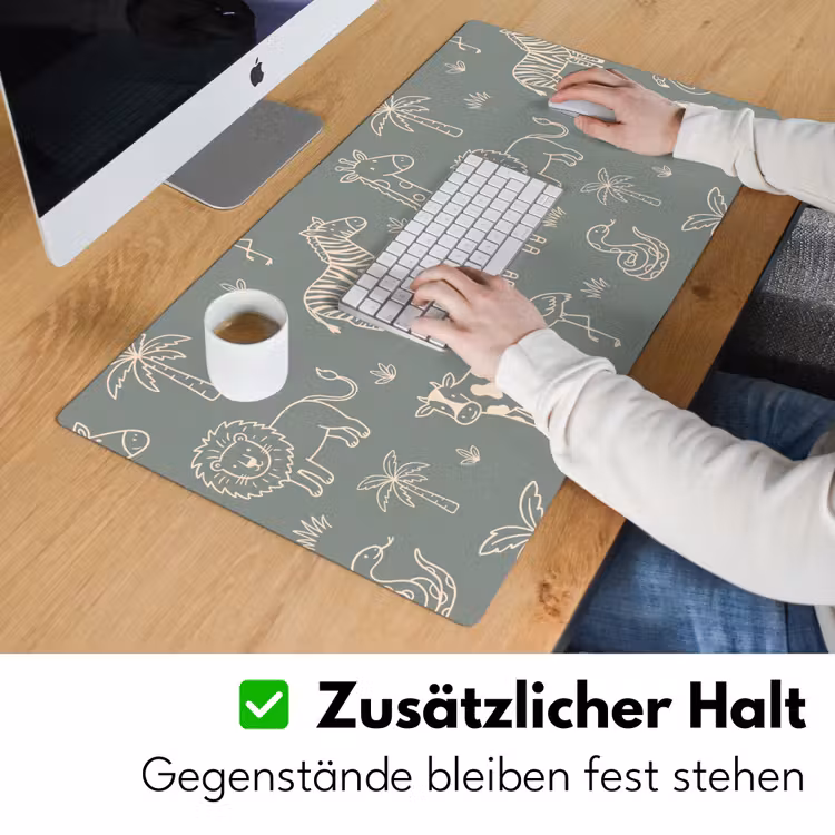 Schreibtischunterlage - Tiere – Safari – Muster – Illustration – Grün — 3