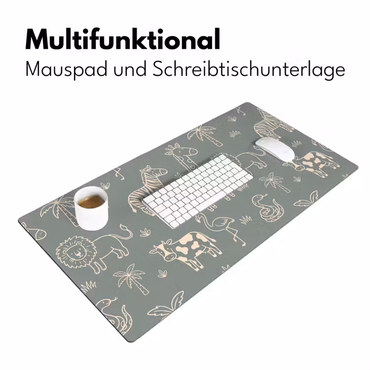 Schreibtischunterlage - Tiere – Safari – Muster – Illustration – Grün — 4