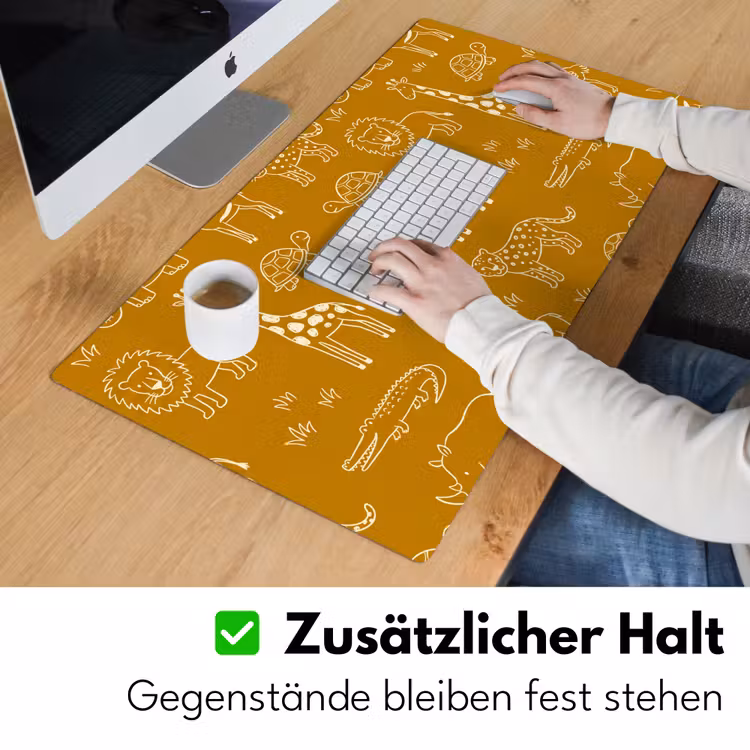 Schreibtischunterlage - Tiere – Safari – Muster – Kindlich – Ocker — 3