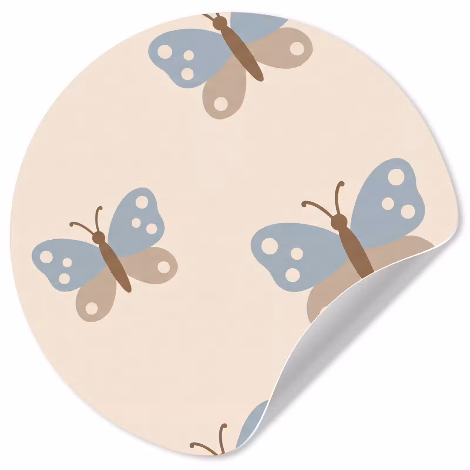 Runde Tapete - Insekt – Schmetterlingsmuster – Abstrakt – Blau – Beige — 1