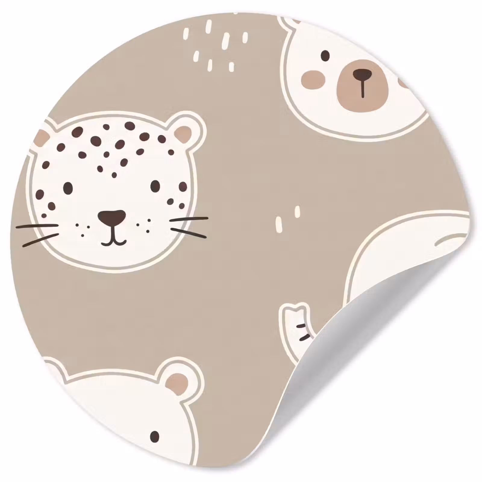 Runde Tapete - Tiere – Muster – Illustration – Modern – Beige — 1