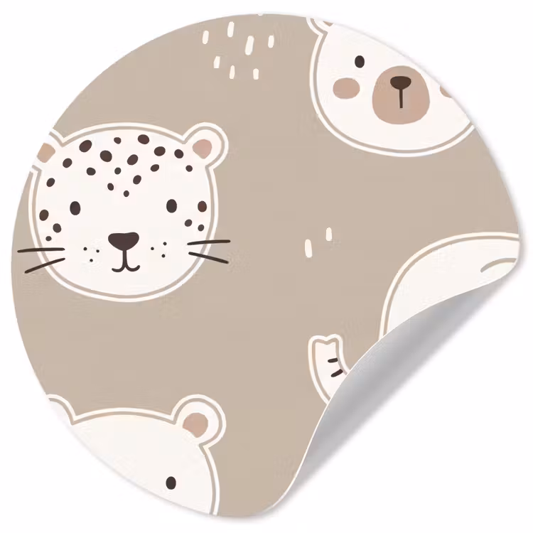 Runde Tapete - Tiere – Muster – Illustration – Modern – Beige — 1