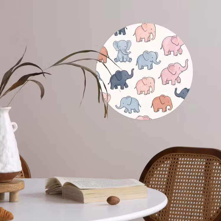 Runde Tapete - Tiere – Muster – Kinderzimmer – Pastell – Verspielt — 4