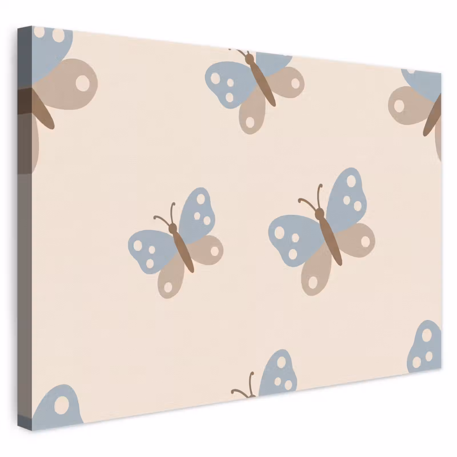 Leinwandbild - Insekt – Schmetterlingsmuster – Abstrakt – Blau – Beige — 1