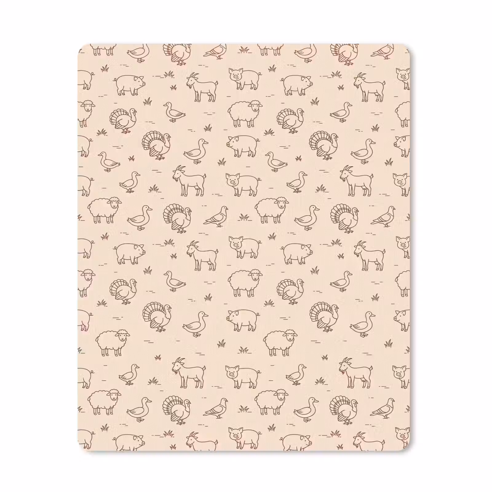 Mauspad - Tiere – Muster – Bauernhof – Minimalistisch – Beige — 1
