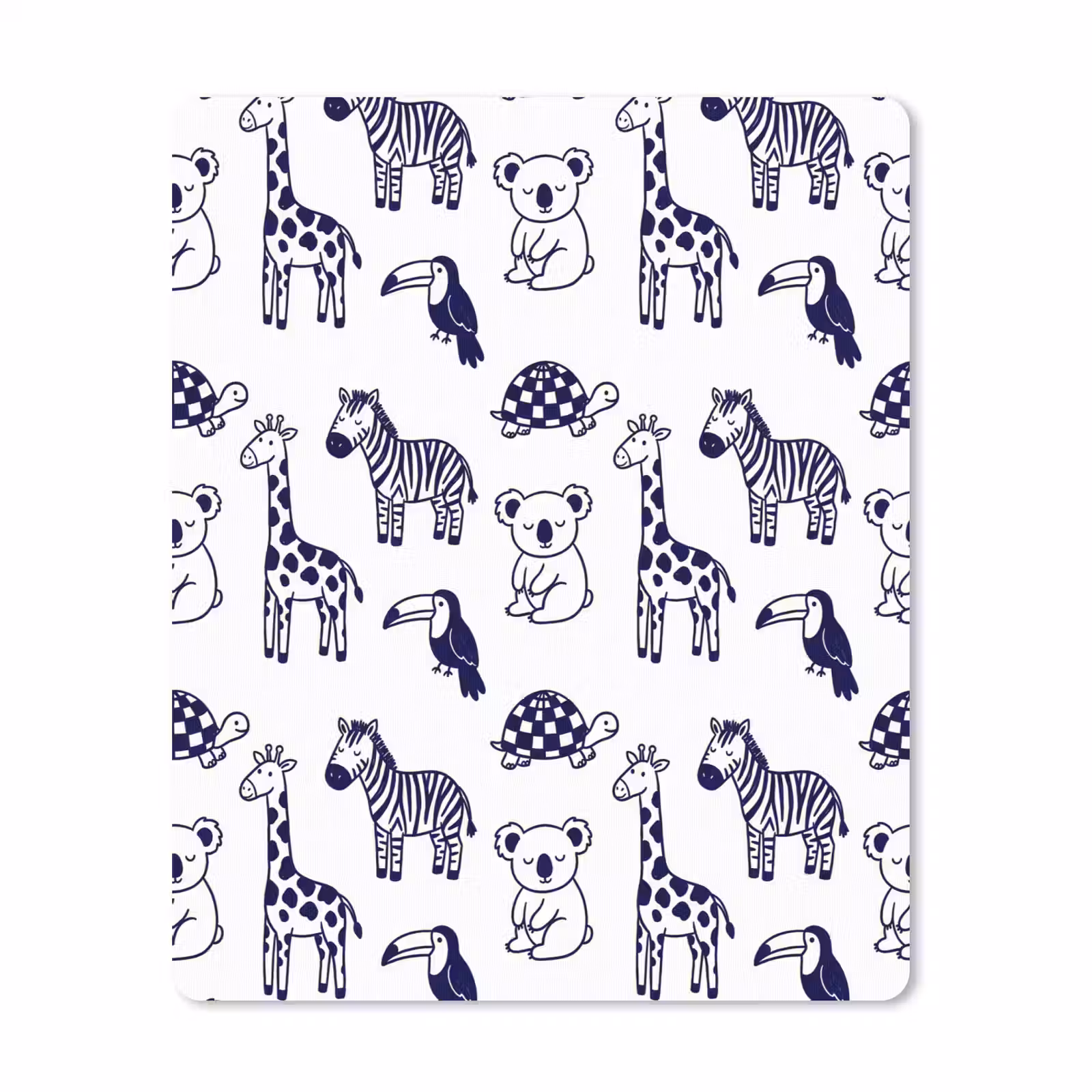 Mauspad - Tiere – Muster – Kinderzimmer – Grafisch – Weiß-Blau — 1