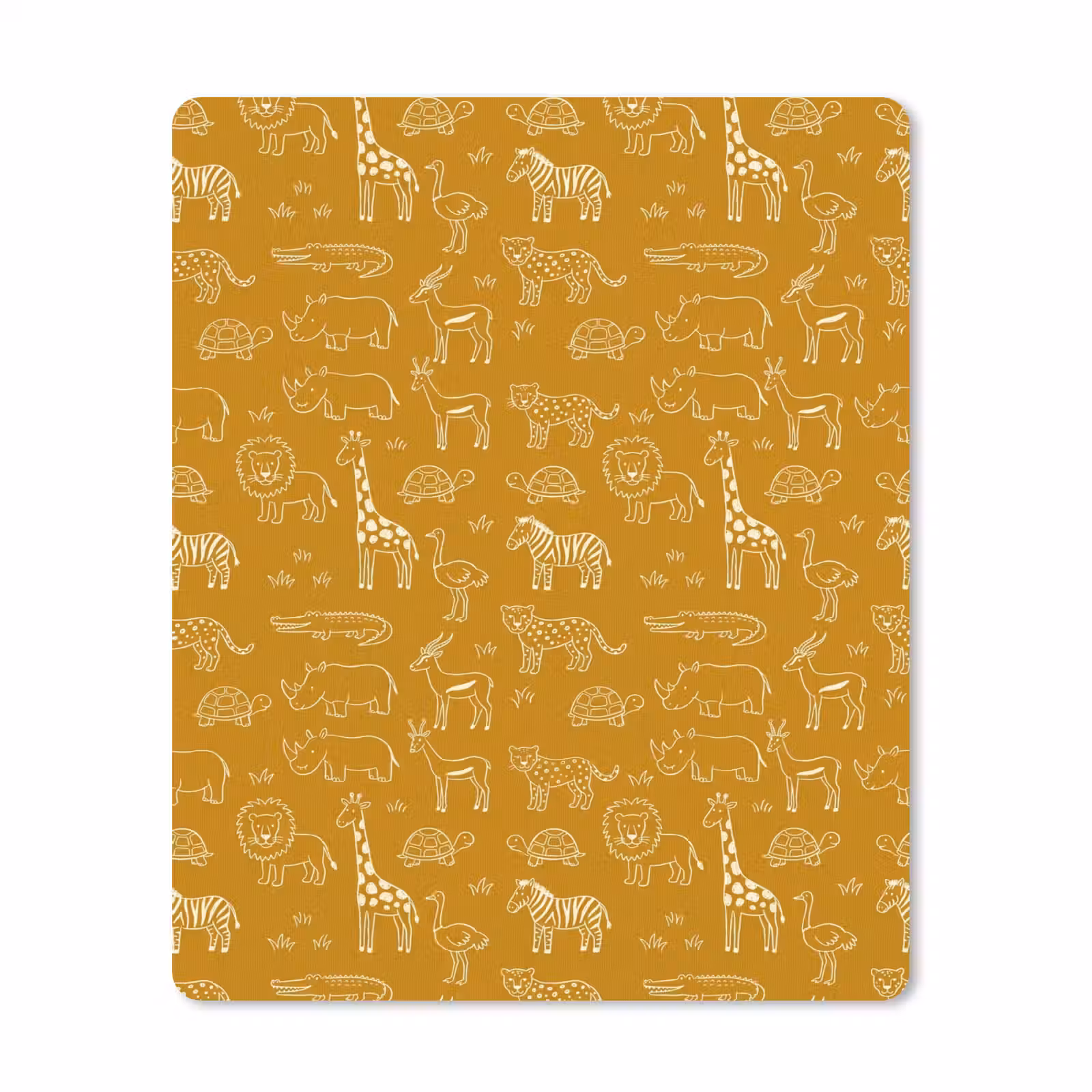 Mauspad - Tiere – Safari – Muster – Kindlich – Ocker — 1